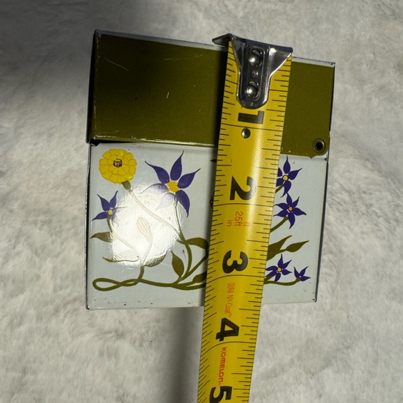 Vintage Floral MCM 60’s Metal Purple Green Yellow Recipe Box Syndicate Mfg Fun - Picture 11 of 11